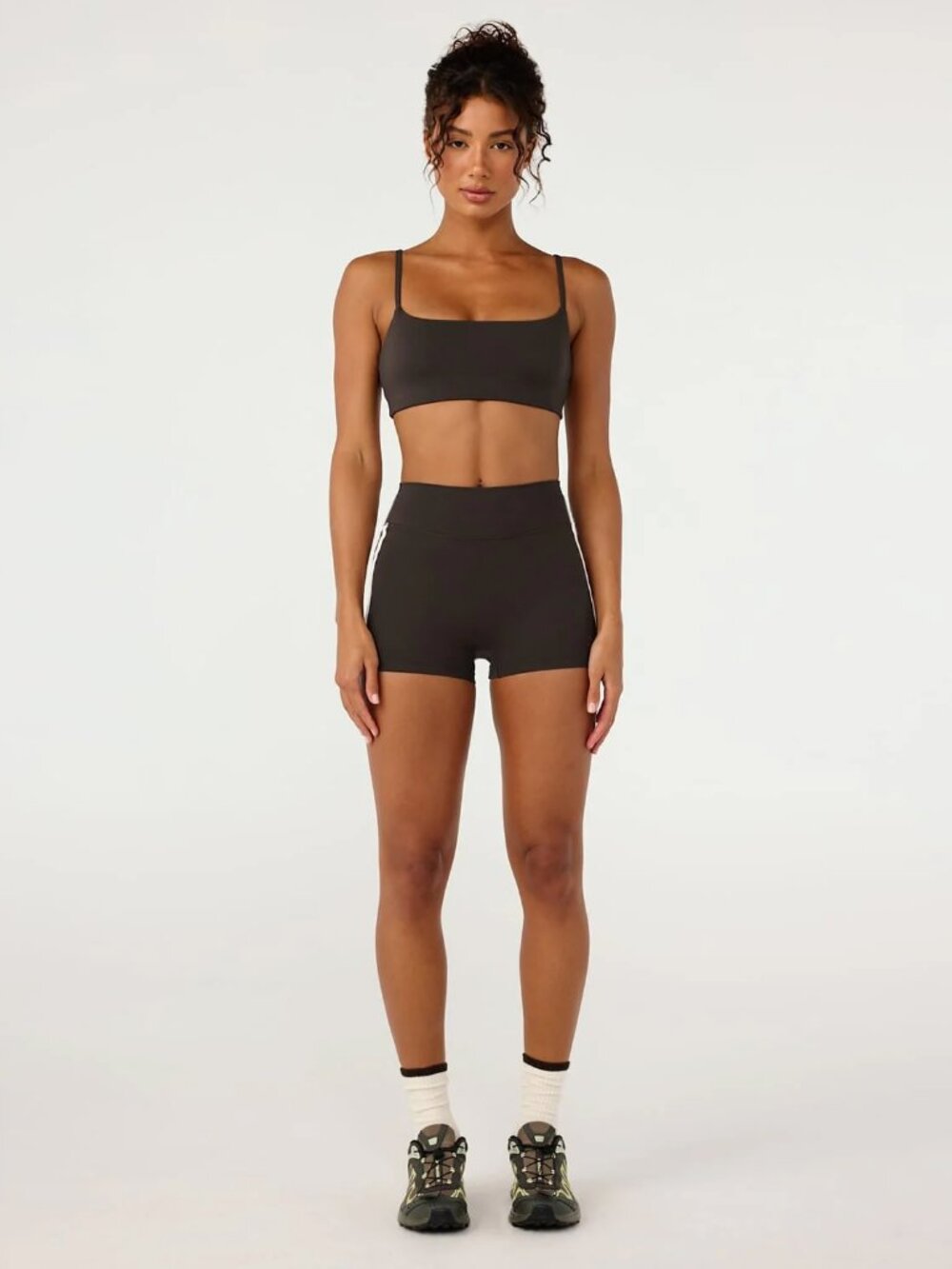 CSB Form Invisible Scrunch Stripe Shorts 3" in Grounded Brown, Size XXS